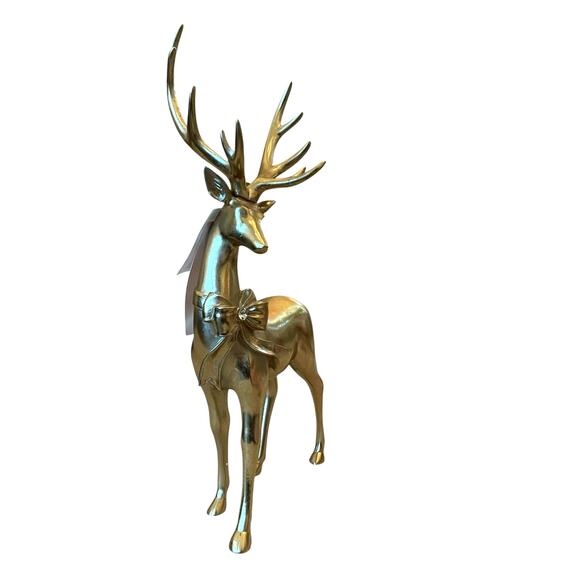 Rachel Zoe 18in Gold Reindeer with Rhinestone Bow Christmas Holiday Glam NEW - Picture 4 of 10